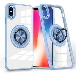 For iPhone XS / X Magnetic Rotating Ring Holder Phone Case(Light Blue)