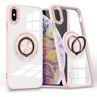 For iPhone XS Max Magnetic Rotating Ring Holder Phone Case(Pink)