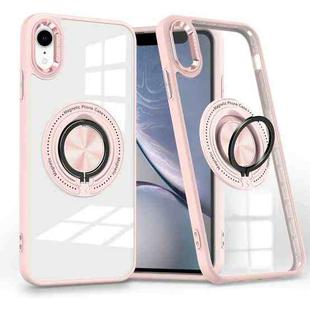 For iPhone XR Magnetic Rotating Ring Holder Phone Case(Pink)