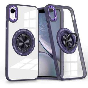 For iPhone XR Magnetic Rotating Ring Holder Phone Case(Dark Purple)