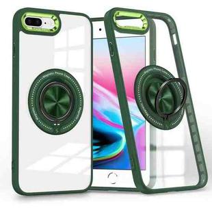 For iPhone 8 Plus / 7 Plus Magnetic Rotating Ring Holder Phone Case(Dark Green)