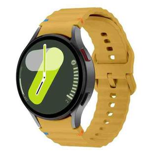 For Samsung Galaxy Watch FE 40mm Wave Pattern Stitched Silicone Watch Band(Yellow)