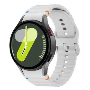 For Samsung Galaxy Watch FE 40mm Wave Pattern Stitched Silicone Watch Band(Light Grey)