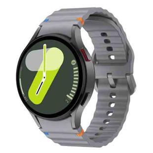 For Samsung Galaxy Watch FE 40mm Wave Pattern Stitched Silicone Watch Band(Space Grey)