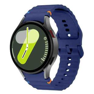 For Samsung Galaxy Watch FE 40mm Wave Pattern Stitched Silicone Watch Band(Midnight  Blue)