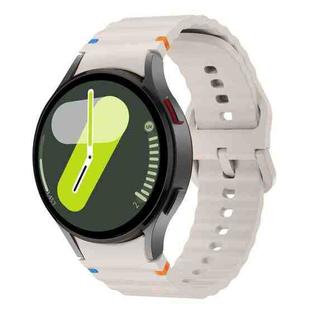 For Samsung Galaxy Watch FE 40mm Wave Pattern Stitched Silicone Watch Band(Starlight Color)