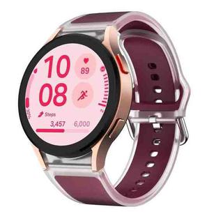 For Samsung Galaxy Watch FE 40mm Glacier Clear Two Color Silicone Watch Band(Wine Red)