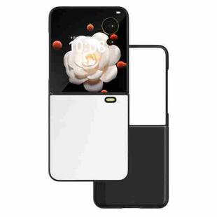 For Honor Magic V Flip PU Leather Black Frame Full Coverage Phone Case(White)