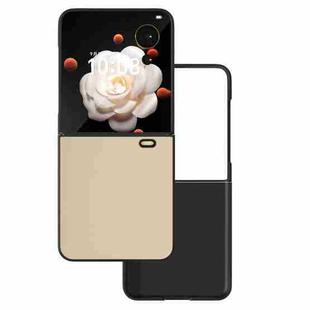 For Honor Magic V Flip PU Leather Black Frame Full Coverage Phone Case(Peach Pink)