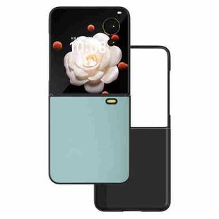 For Honor Magic V Flip PU Leather Black Frame Full Coverage Phone Case(Light Blue)