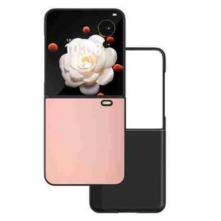 For Honor Magic V Flip PU Leather Black Frame Full Coverage Phone Case(Light Pink)