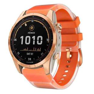 For Garmin Fenix 7S Glacier Clear Two Color Silicone Watch Band(Orange)