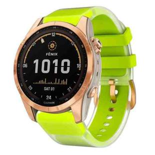 For Garmin Fenix 7S Glacier Clear Two Color Silicone Watch Band(Lime Green)