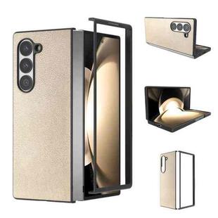 For Samsung Galaxy Z Fold6 PU Leather Black Frame Full Coverage Phone Case(Gold)