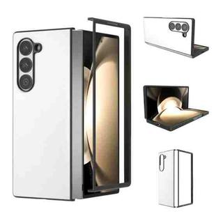 For Samsung Galaxy Z Fold6 PU Leather Black Frame Full Coverage Phone Case(White)