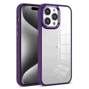 For iPhone 15 Pro Colorful Armor Transparent Phone Case(Purple)