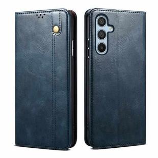 For Samsung Galaxy M35 5G Oil Wax Crazy Horse Texture Leather Phone Case(Blue)