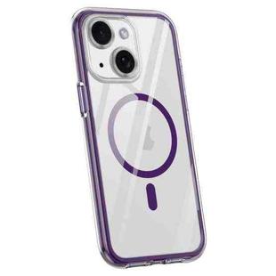 For iPhone 14 Plus Vacuum Airbag Y1 Series Transparent MagSafe Magnetic Phone Case(Dark Purple)