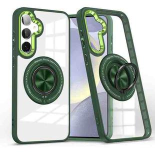 For Samsung Galaxy S24 5G Magnetic Rotating Ring Holder Phone Case(Dark Green)