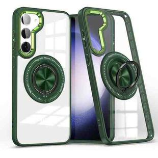 For Samsung Galaxy S23 5G Magnetic Rotating Ring Holder Phone Case(Dark Green)