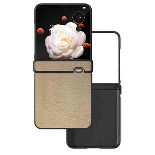 For Honor Magic V Flip Three Parts PU Leather Black Frame Full Coverage Phone Case(Gold)