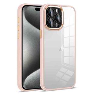 For iPhone 15 Pro Max Colorful Armor Lens Film Transparent Phone Case(Pink)