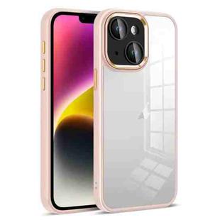 For iPhone 14 Plus Colorful Armor Lens Film Transparent Phone Case(Pink)