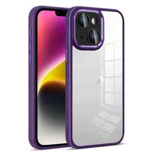 For iPhone 14 Colorful Armor Lens Film Transparent Phone Case(Purple)