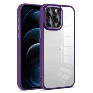 For iPhone 12 Pro Max Colorful Armor Lens Film Transparent Phone Case(Purple)