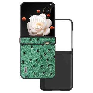 For Honor Magic V Flip ABEEL Three Parts Genuine Leather Ostrich Texture Phone Case(Green)