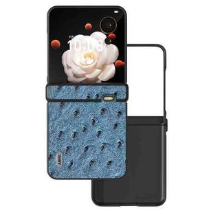 For Honor Magic V Flip ABEEL Three Parts Genuine Leather Ostrich Texture Phone Case(Blue)