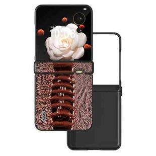 For Honor Magic V Flip ABEEL Three Parts Genuine Leather Weilai Series Phone Case(Coffee)