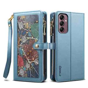For Samsung Galaxy M35 5G ESEBLE Star Series Lanyard Zipper Wallet RFID Leather Case(Blue)