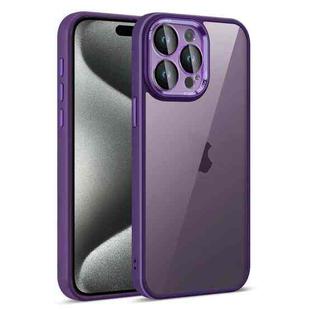 For iPhone 15 Pro Colorful Armor Lens Film Translucent Phone Case(Purple)