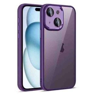 For iPhone 15 Plus Colorful Armor Lens Film Translucent Phone Case(Purple)