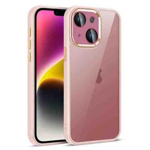 For iPhone 14 Plus Colorful Armor Lens Film Translucent Phone Case(Pink)