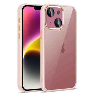 For iPhone 14 Colorful Armor Lens Film Translucent Phone Case(Pink)