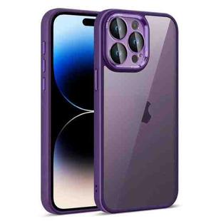 For iPhone 14 Pro Colorful Armor Lens Film Translucent Phone Case(Purple)