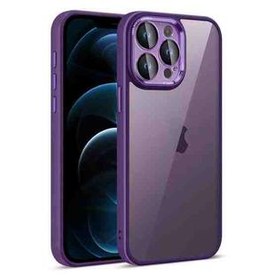 For iPhone 12 Pro Max Colorful Armor Lens Film Translucent Phone Case(Purple)