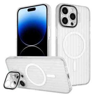 For iPhone 14 Pro Color Edge Lens Holder MagSafe Magnetic Phone Case(White)