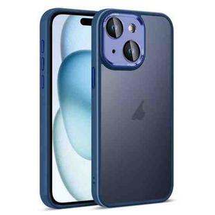 For iPhone 15 Colorful Armor Lens Film Translucent Skin Feel Phone Case(Blue)