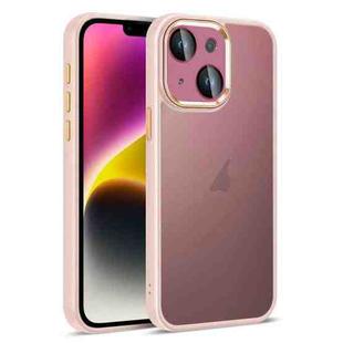 For iPhone 14 Colorful Armor Lens Film Translucent Skin Feel Phone Case(Pink)