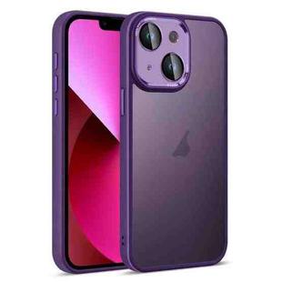 For iPhone 13 Colorful Armor Lens Film Translucent Skin Feel Phone Case(Purple)