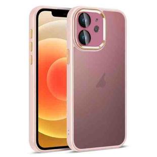 For iPhone 12 Colorful Armor Lens Film Translucent Skin Feel Phone Case(Pink)