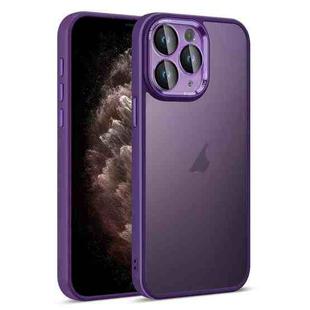 For iPhone 11 Pro Max Colorful Armor Lens Film Translucent Skin Feel Phone Case(Purple)