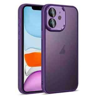 For iPhone 11 Colorful Armor Lens Film Translucent Skin Feel Phone Case(Purple)