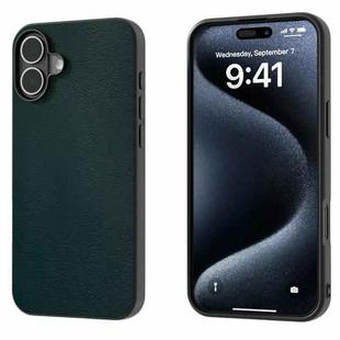 For iPhone 16 PU Leather Black Frame Full Coverage Phone Case(Green)
