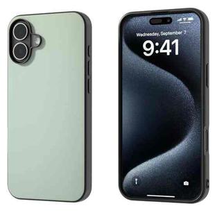 For iPhone 16 PU Leather Black Frame Full Coverage Phone Case(Light Green)