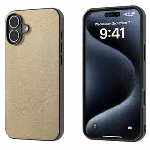 For iPhone 16 Plus PU Leather Black Frame Full Coverage Phone Case(Gold)