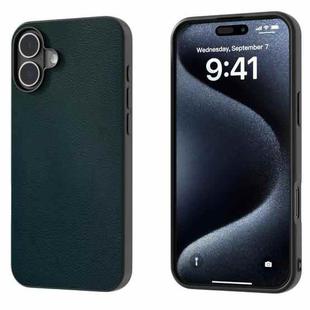 For iPhone 16 Plus PU Leather Black Frame Full Coverage Phone Case(Green)